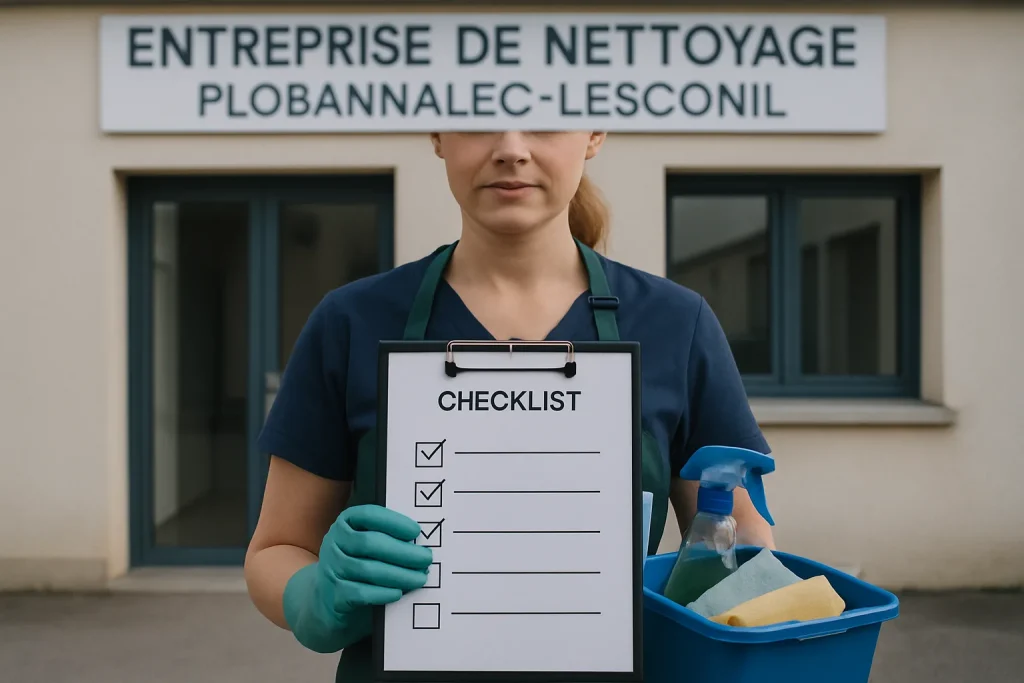 Un agent de nettoyage dans un bureau à Plobannalec-Lesconil, utilisant un équipement moderne.