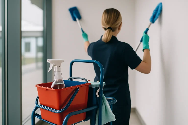 Équipe de nettoyage professionnelle en action dans un appartement de PLOMEUR.