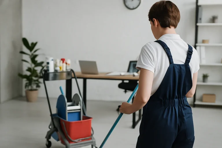 Équipe de nettoyage professionnelle en action dans un appartement à Edern.
