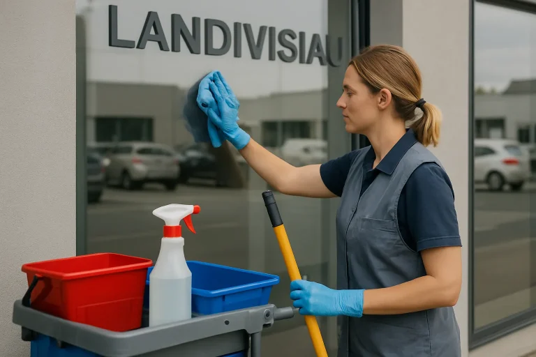 Équipe de professionnels nettoyant un appartement insalubre à Landivisiau.
