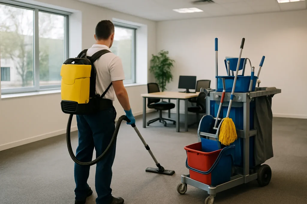 Équipe de nettoyage à LAMPAUL-PLOUARZEL en pleine action dans un logement.