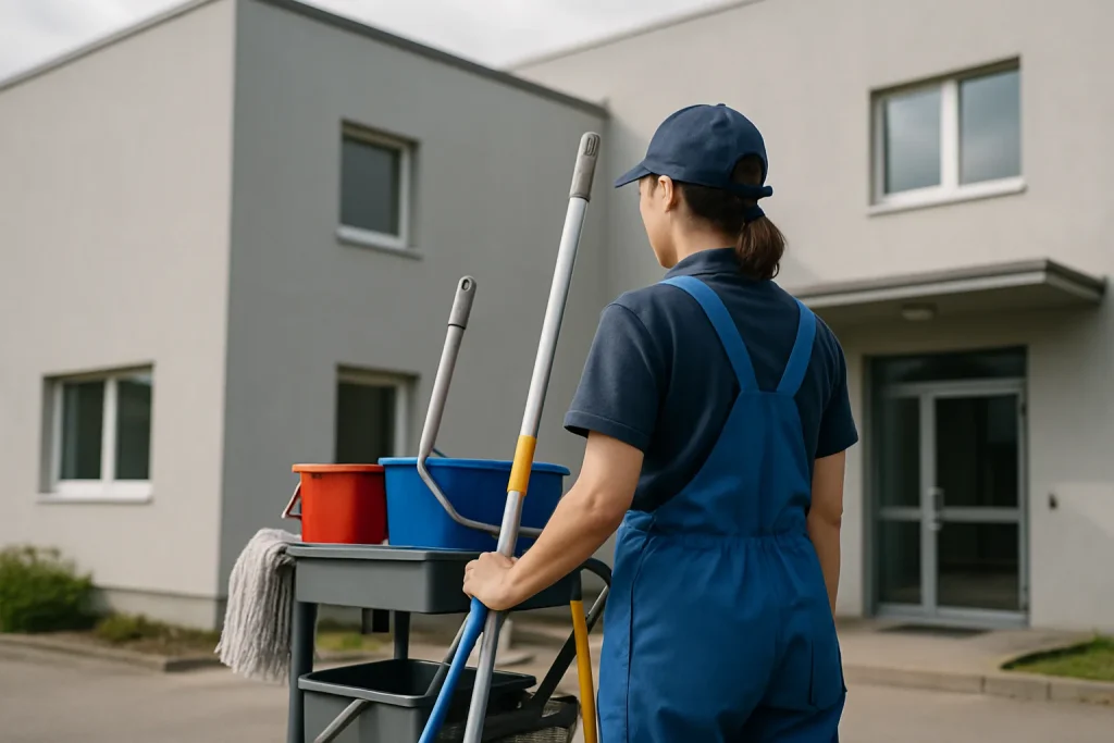 Une équipe de nettoyage professionnelle dans un appartement à Plouedern, utilisant des équipements modernes.