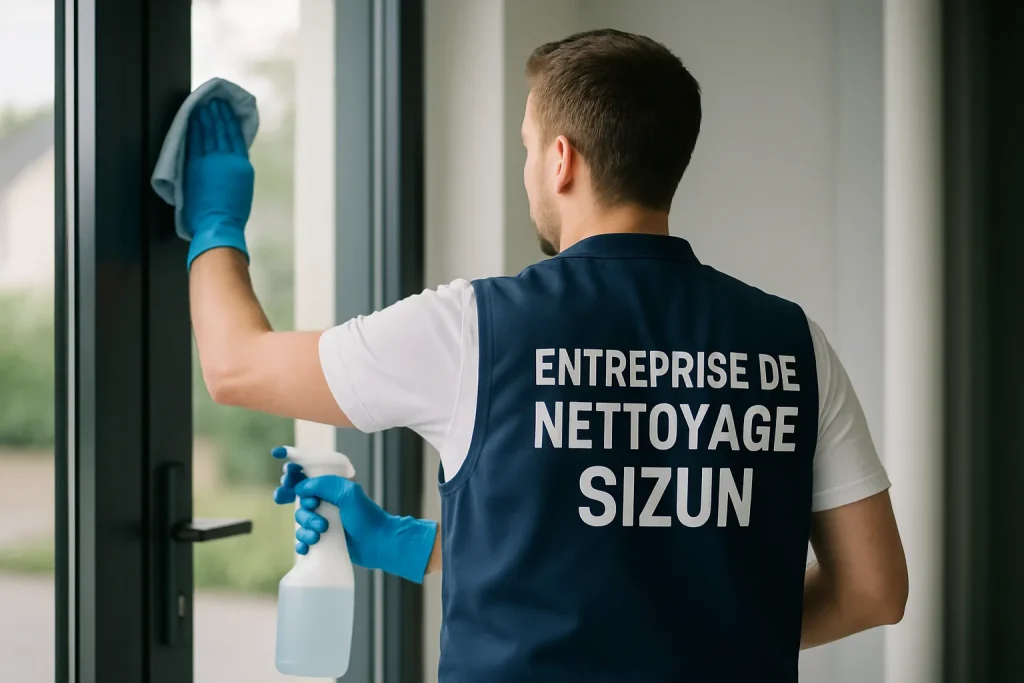 Une équipe de nettoyage professionnelle s'active dans un appartement propre à SIZUN.