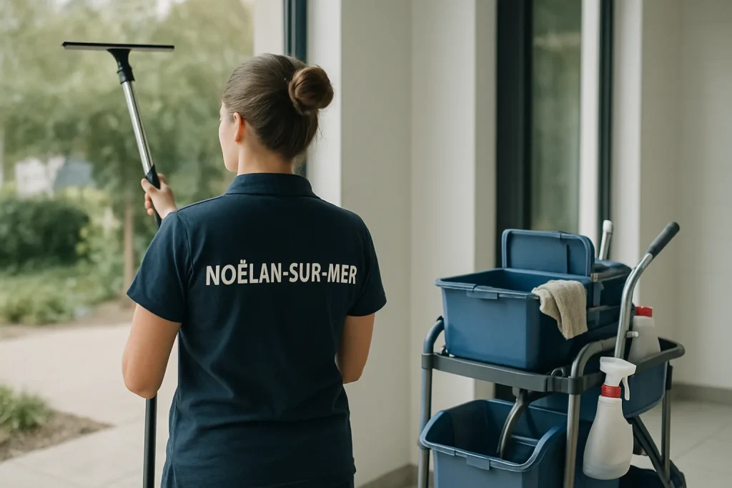 Techniciens de nettoyage professionnels travaillant dans un appartement à Moelan-sur-Mer.