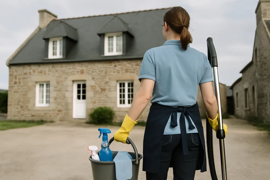 Professionnels du nettoyage à Penmarch, intervenant dans un appartement insalubre.