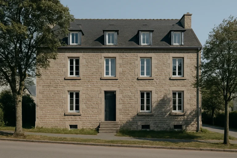 Immeuble résidentiel à Lesneven avec ses parties communes extérieures.